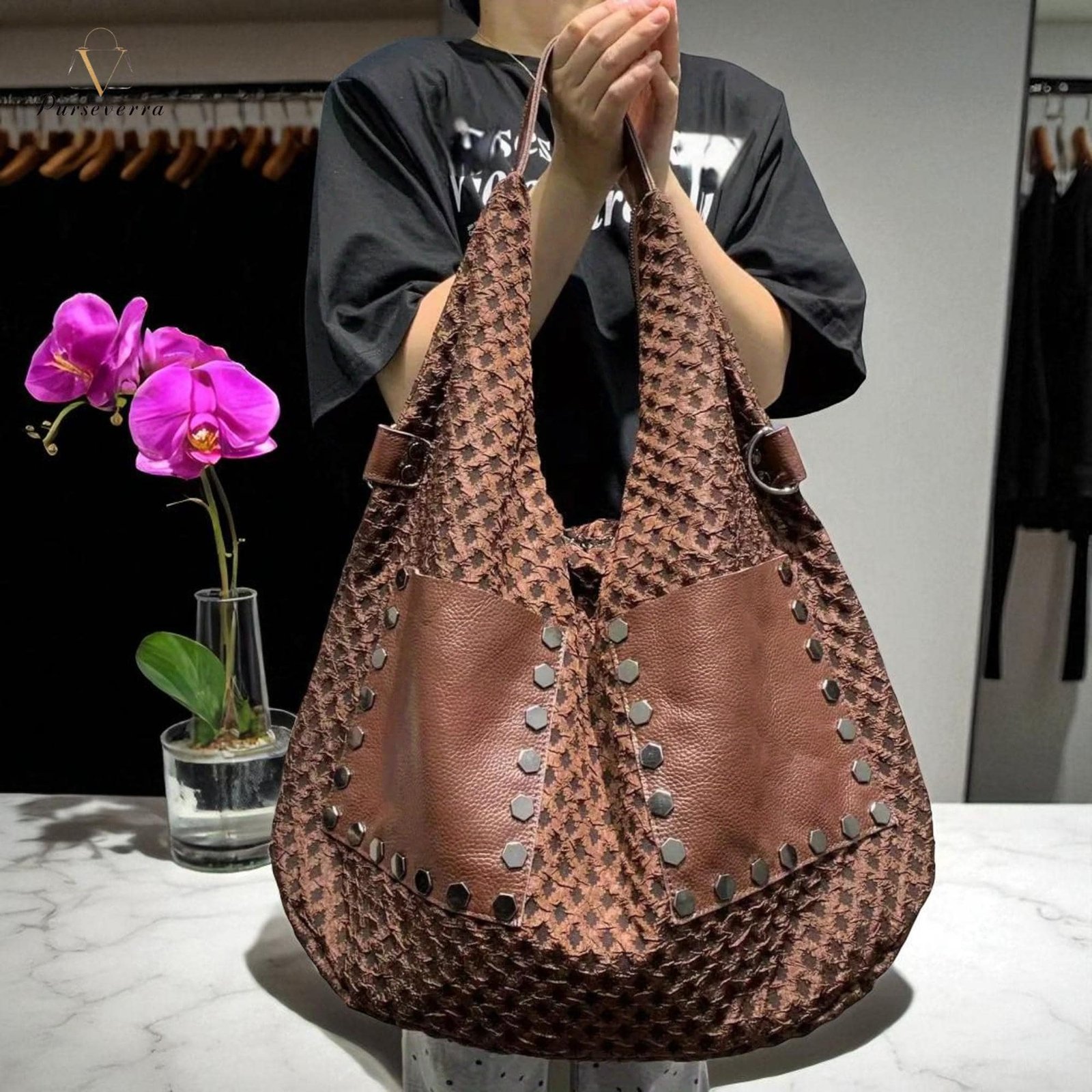 handmade leather shoulder bag: large brown sling tote, travel handbag handmade leather shoulder bag: large brown sling tote, travel handbag