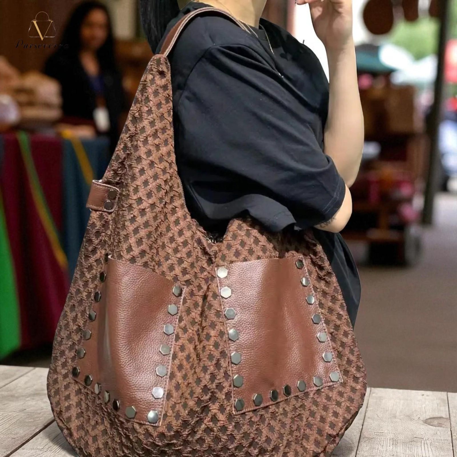handmade leather shoulder bag: large brown sling tote, travel handbag handmade leather shoulder bag: large brown sling tote, travel handbag
