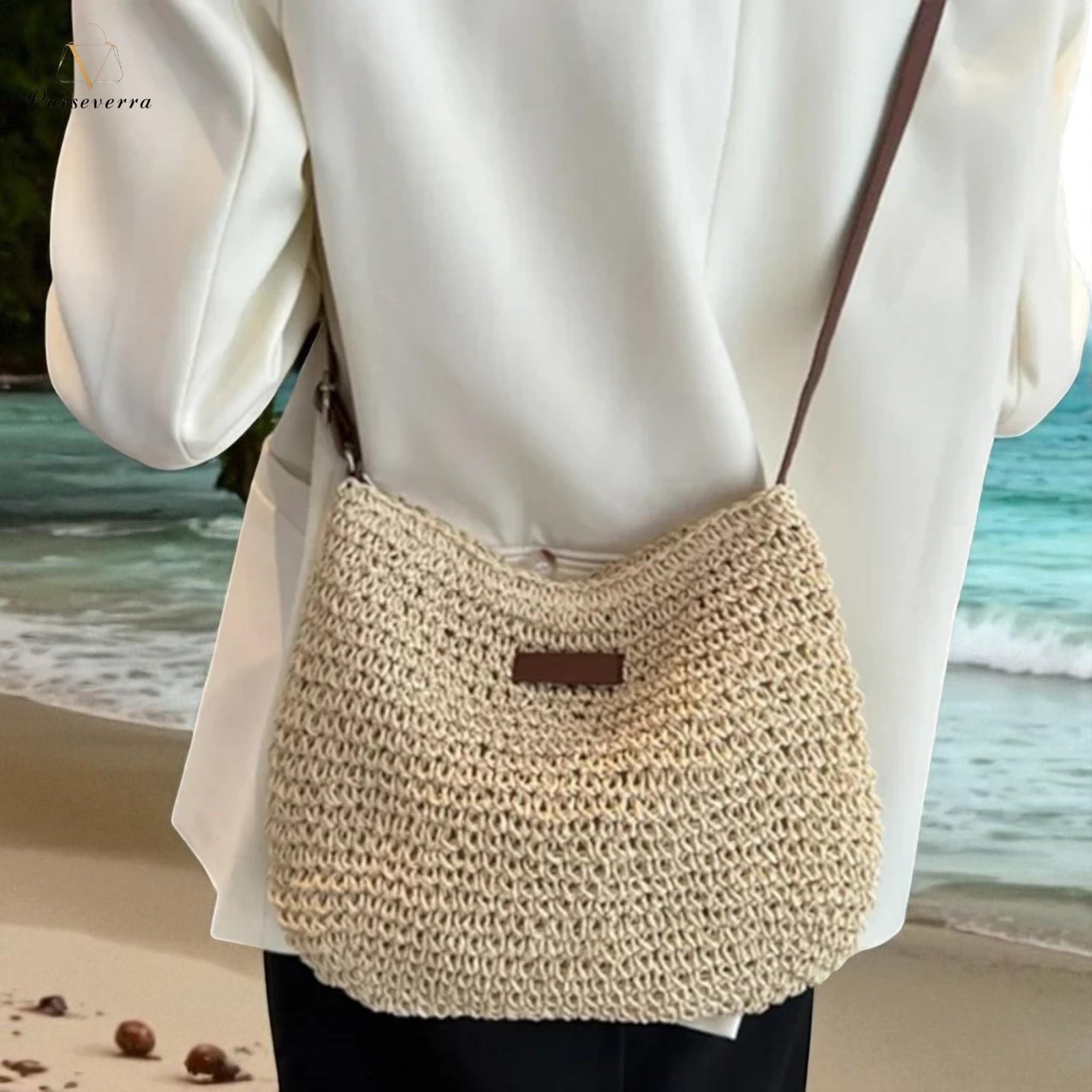 woven straw crossbody bag: summer beach satchel woven straw crossbody bag: summer beach satchel