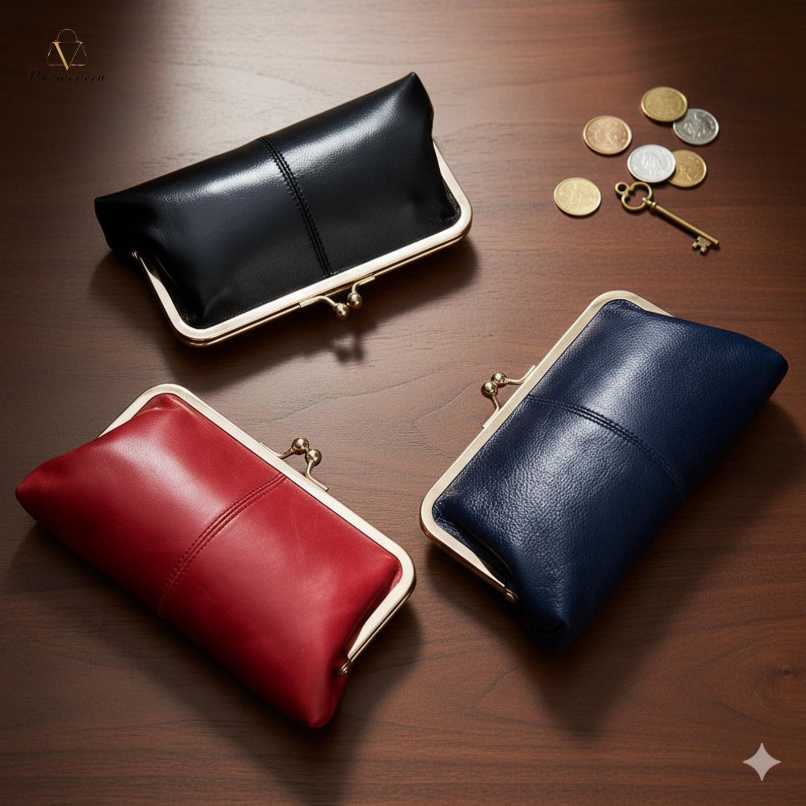 black leather clutch purse: vintage clip evening bag with card slots black leather clutch purse: vintage clip evening bag with card slots