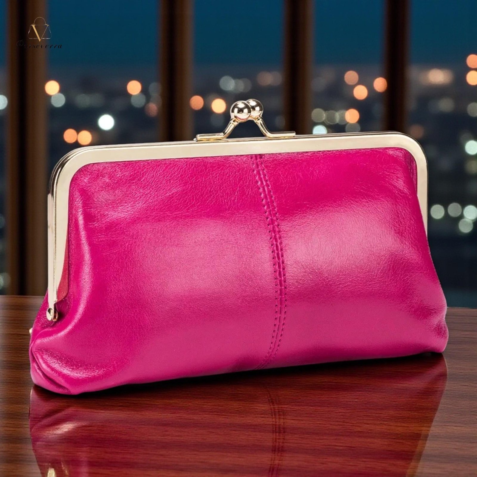 black leather clutch purse: vintage clip evening bag with card slots black leather clutch purse: vintage clip evening bag with card slots