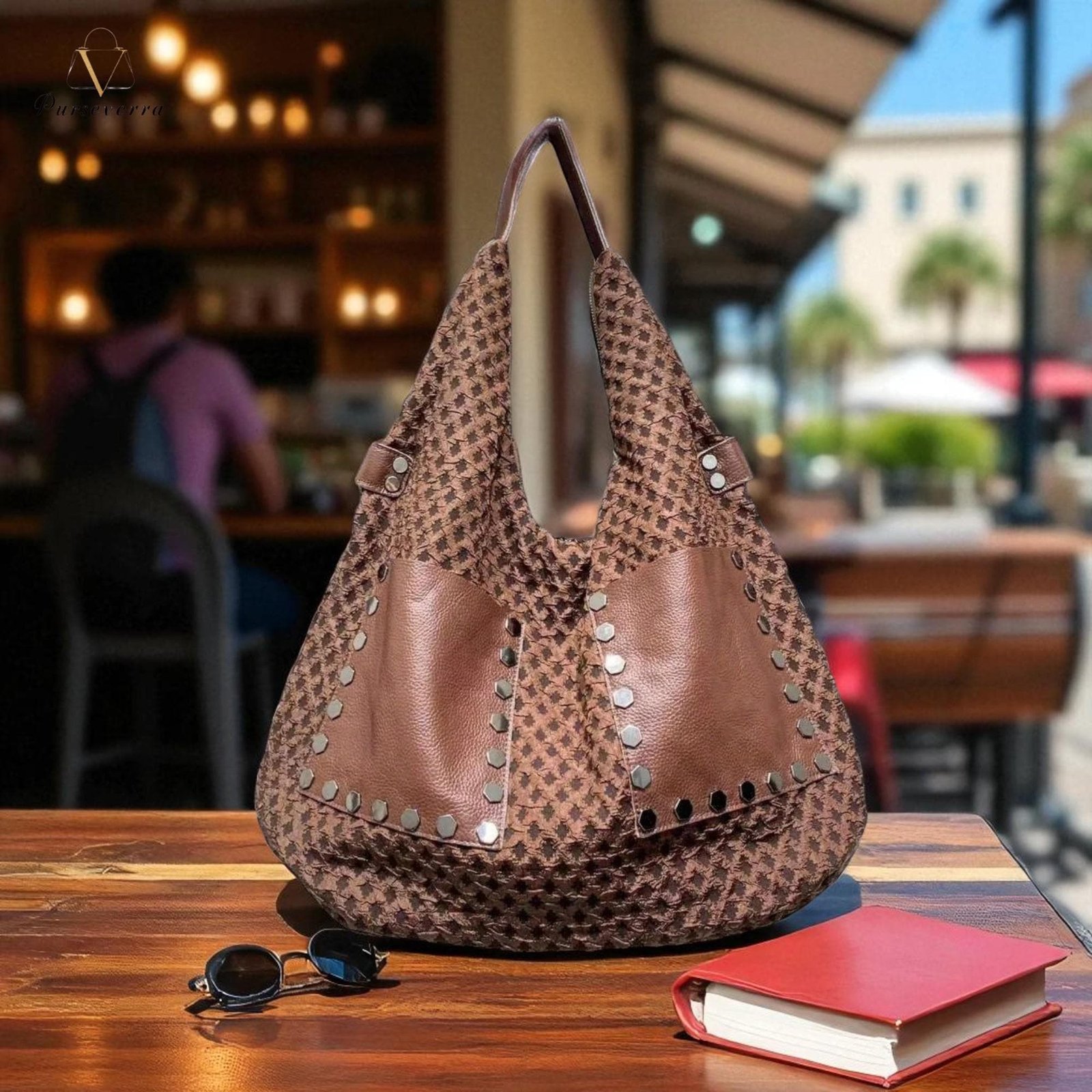 handmade leather shoulder bag: large brown sling tote, travel handbag handmade leather shoulder bag: large brown sling tote, travel handbag