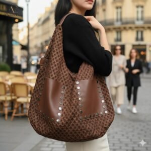 New Arrivals handmade leather shoulder bag: large brown sling tote, travel handbag