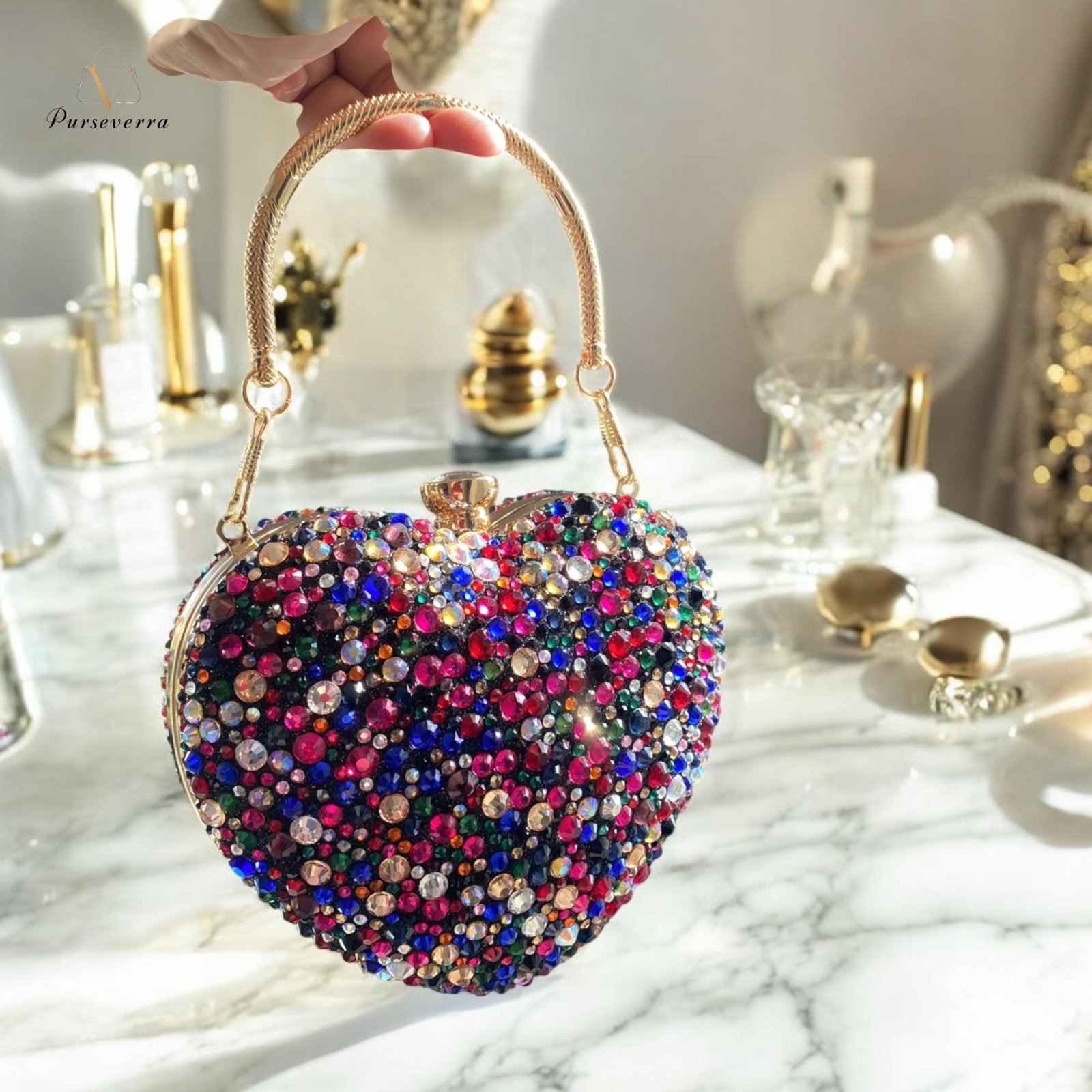 heart shape clutch bag for women | rhinestone metal purse, bridal party handbag, wedding clutch, evening bag, gift for her heart shape clutch bag for women | rhinestone metal purse, bridal party handbag, wedding clutch, evening bag, gift for her