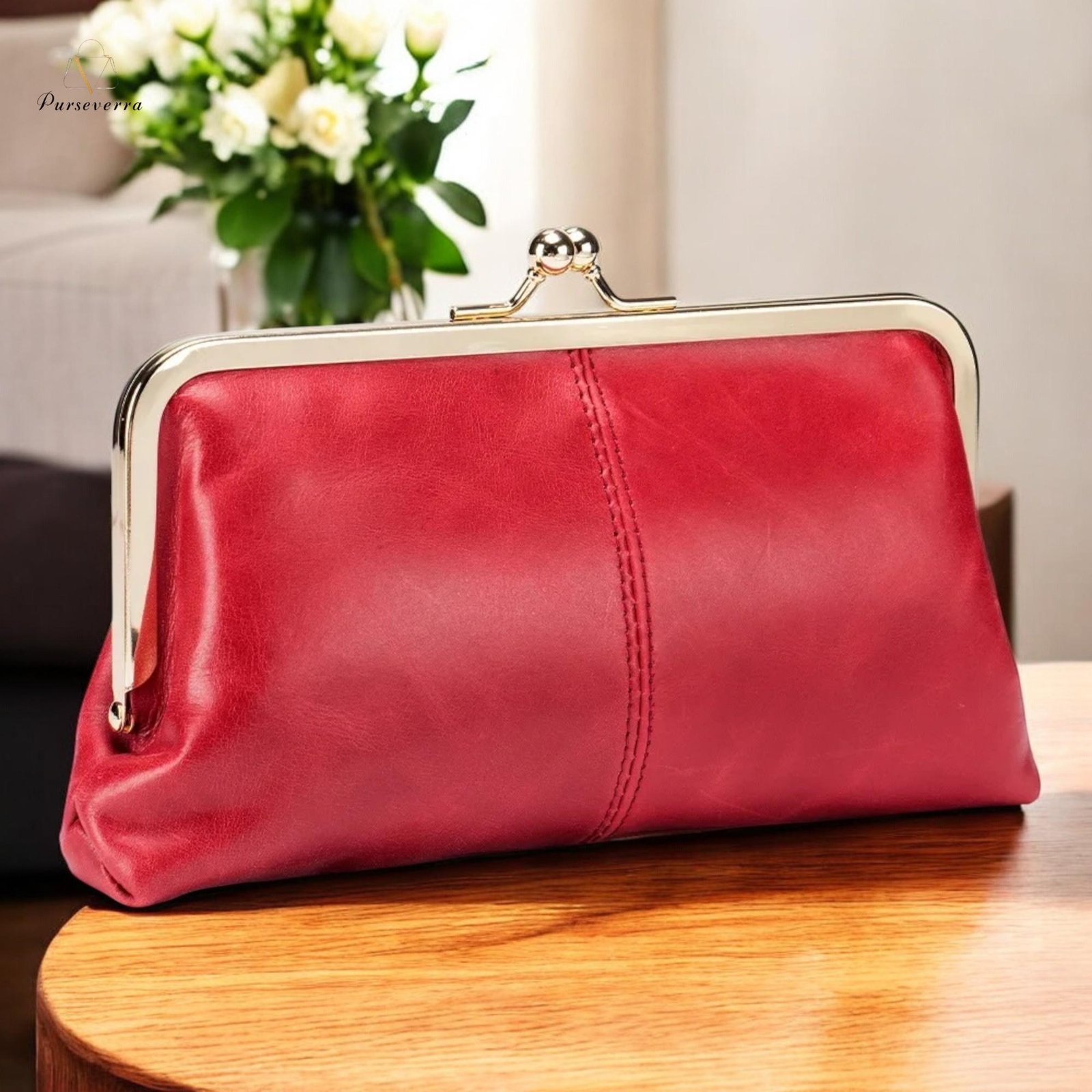 black leather clutch purse: vintage clip evening bag with card slots black leather clutch purse: vintage clip evening bag with card slots