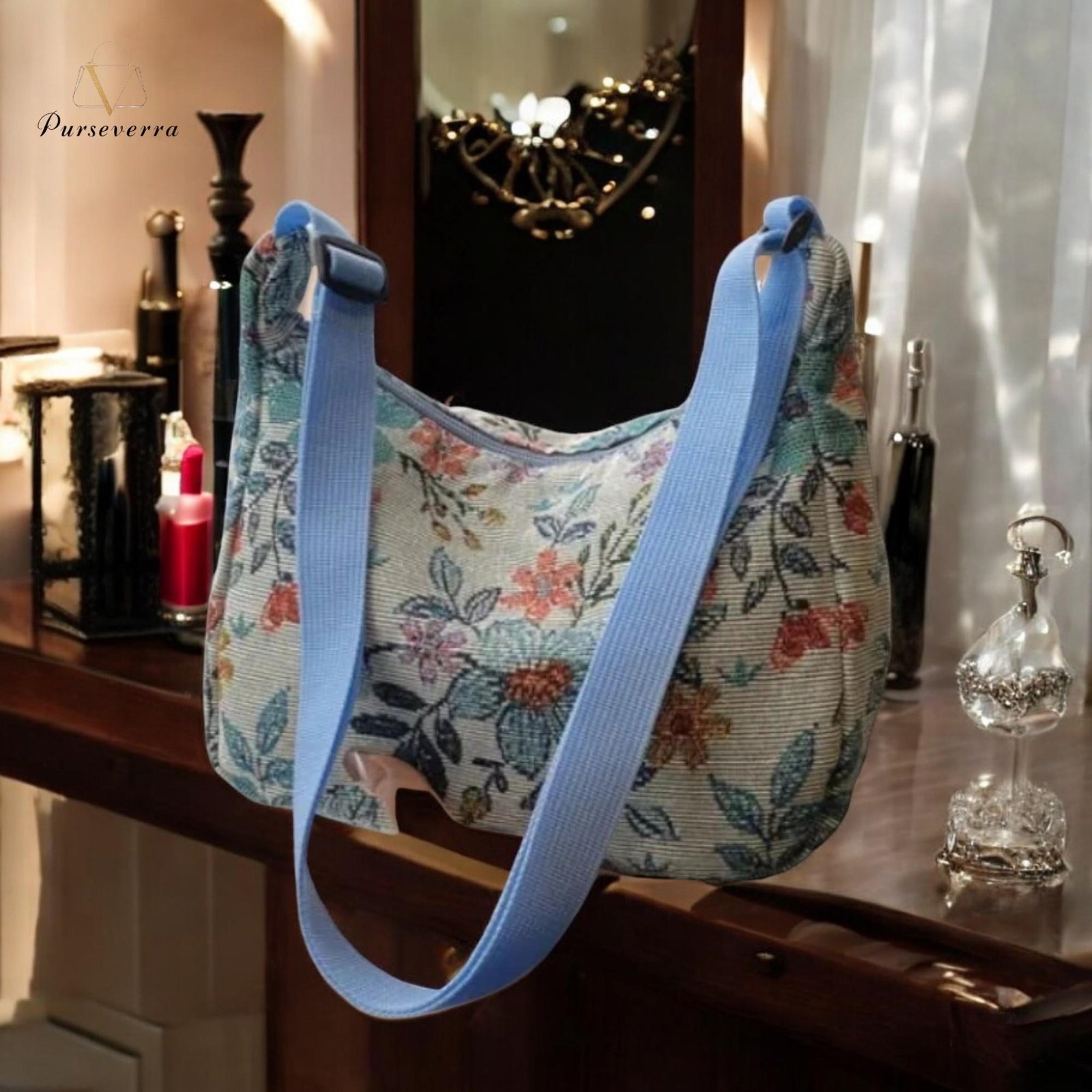 floral embroidered canvas shoulder bag, handmade half moon purse, casual flower handbag for women, travel & everyday bag floral embroidered canvas shoulder bag, handmade half moon purse, casual flower handbag for women, travel & everyday bag