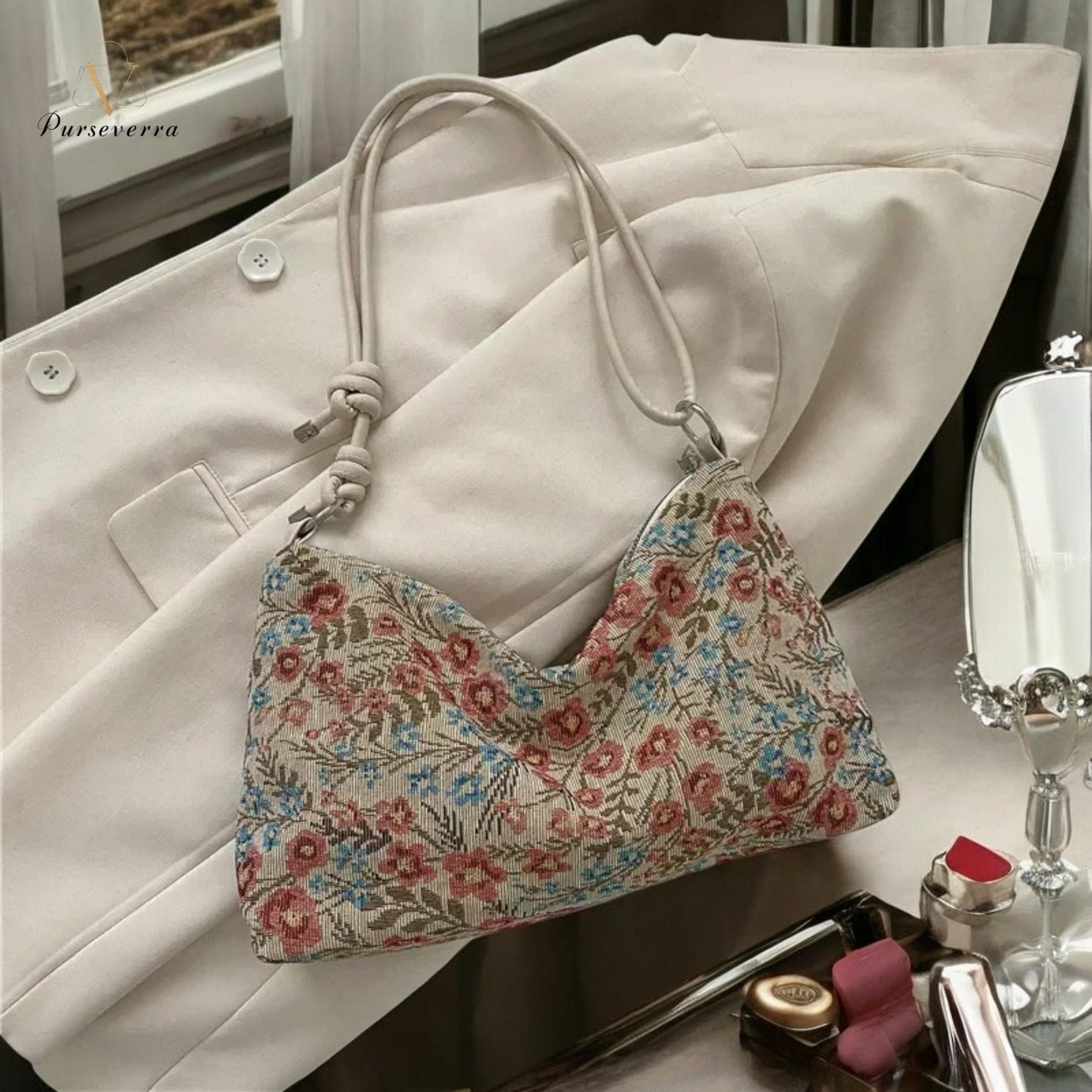 floral embroidered canvas shoulder bag, handmade half moon purse, casual flower handbag for women, travel & everyday bag floral embroidered canvas shoulder bag, handmade half moon purse, casual flower handbag for women, travel & everyday bag