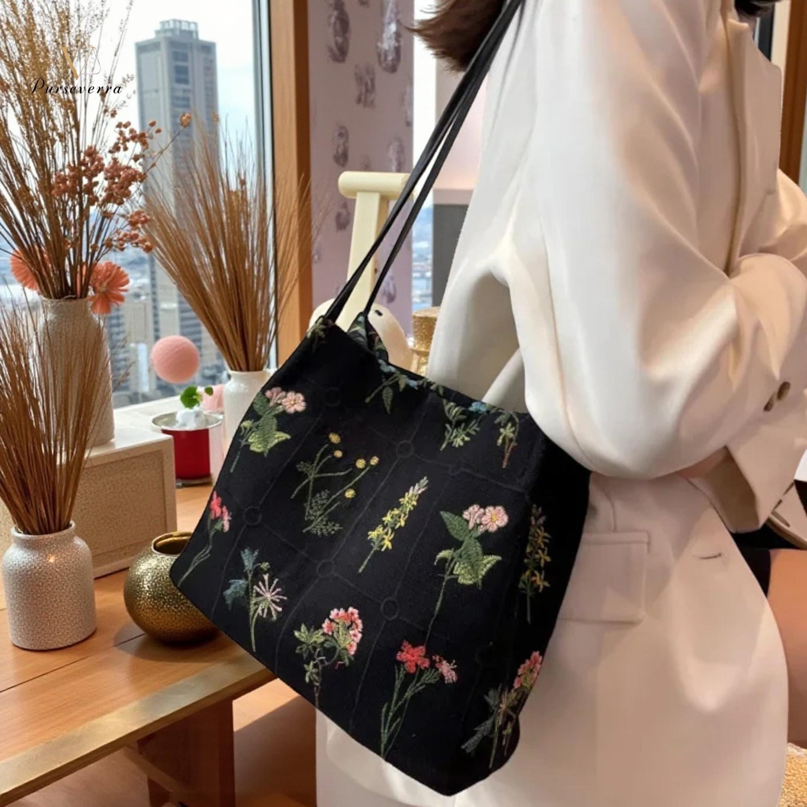 floral embroidered shoulder bag | canvas tote handbag, boho travel purse, hand embroidery bag for women, everyday work bag gift for her floral embroidered shoulder bag | canvas tote handbag, boho travel purse, hand embroidery bag for women, everyday work bag gift for her
