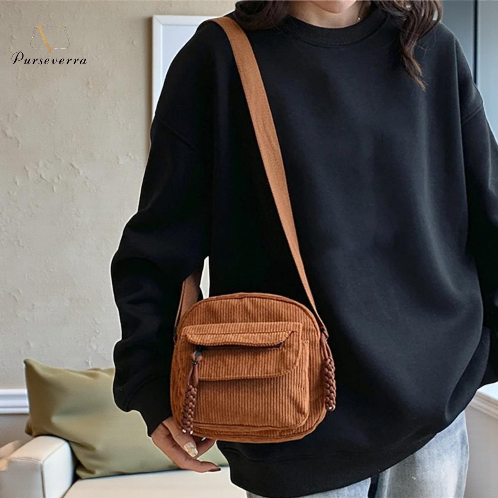 corduroy crossbody bag small leather shoulder bag cute sling messenger bag winter gift for her corduroy crossbody bag small leather shoulder bag cute sling messenger bag winter gift for her