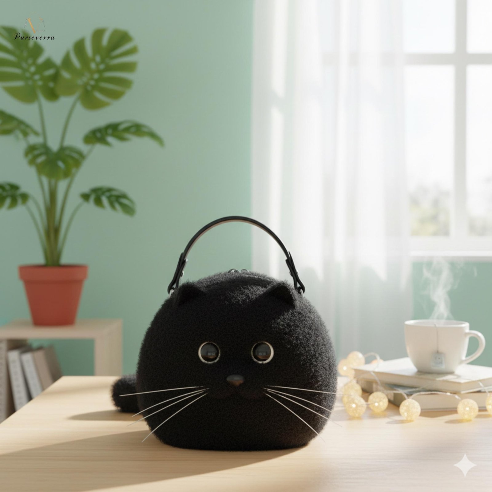 cute cat plush shoulder bag | winter animal crossbody purse, handmade sling bag, cat lover christmas gift cute cat plush shoulder bag | winter animal crossbody purse, handmade sling bag, cat lover christmas gift